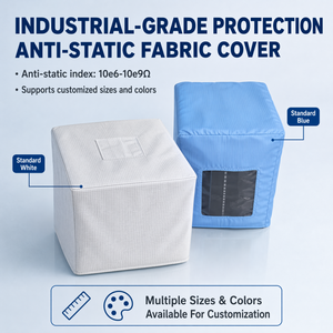 Housse de protection pour rack de stockage ESD en polyester avec fil conducteur, fermeture éclair, taille personnalisée, 10^6-10^9 Ohm, bleue, pour salle blanche, anti-poussière - Product Image 3