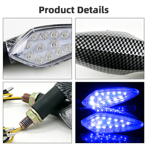 Intermitentes LED de 12V para motocicleta, luces indicadoras modificadas de fibra de carbono con diseño de serpiente para motocicletas de cross y de calle - Product Image 5