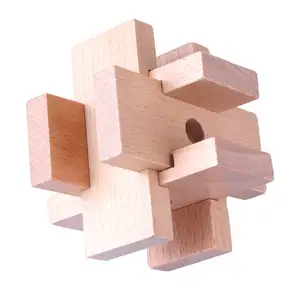 孔明锁木制拼图青少年和成人智商测试玩具解锁木制玩具小学实木毛刺孔明锁