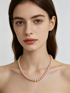 Collar de Perlas Naturales de Agua Dulce Color Durazno, 5-9mm, Grado AAAA, 18 Pulgadas con Cierre de Oro de 9K, Joyería Fina Elegante - Product Image 2