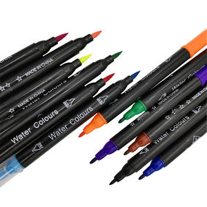 Stylos pinceaux à double pointe personnalisés, marqueurs souples à pointe fine, ensemble de fournitures scolaires en plastique pour aquarelle, marqueurs artistiques - Product Image 1
