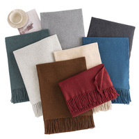 Écharpes et châles en cachemire pour femmes avec logo personnalisé, de luxe, longs, à franges, en laine Pashmina, pour l'hiver