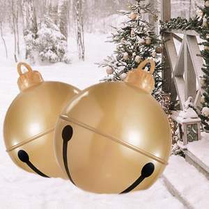 Boule de Noël gonflable dorée de 60 cm de diamètre, légère et pliable, en PVC durable pour la décoration extérieure - Product Image 5