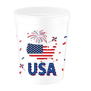 Gobelets en plastique modernes à l'effigie du drapeau américain avec impression numérique pour la fête du 4 juillet, rouge, blanc, bleu, réutilisables - Product Image 6