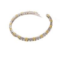Bracelet élégant bicolore en cuivre électroplaqué avec zirconium incrusté, luxe léger, inaltérable, polyvalent pour femme