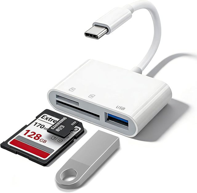 3 IN 1 USB C SD Card Reader,supports SD and Micro SD memory card for flash drives,iPhone 15/16,MacBook,Mac,Trail Camera viewer