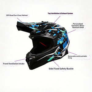 ABS-Material DOT-Zertifizierter Atmungsaktiver Sturzfester Sicherheits-Fahrhelm Professioneller Offroad-Motorradhelm Unisex - Product Image 3