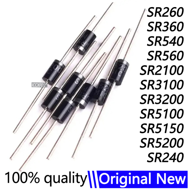20Pcs/Lot Schottky Rectifier Diode SR240 SR260 SR360 SR540 SR560 SR2100 SR3100 SR3200 SR5100 SR5150 SR5200 DO-41 DO-27 DO-201AD