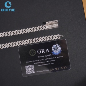Cadena de Eslabones Clásica de Plata de Ley 925 con Baño de Rodio y Moissanita, Venta al por Mayor, Cadena de Lujo con Corte Brillante Redondo - Product Image 4