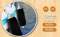 Housse de protection pour pare-battage de bateau marin - Noir et bleu marine, résistant aux UV, compatible eau salée, conception anti-déchirure