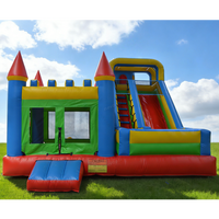 Grande Vente Château Gonflable Compact pour Enfants, Maison Gonflable de Fête avec Toboggan et Zone de Saut Extérieure