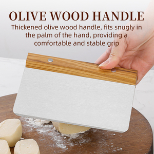 Thép không gỉ <span class=keywords><strong>scraper</strong></span> đa năng thực phẩm <span class=keywords><strong>scraper</strong></span> với gỗ ô liu xử lý cho nhà bếp, Pastry & bột cắt Board <span class=keywords><strong>scraper</strong></span> công cụ - Product Image 4