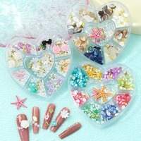 Breloques et clous 3D en métal non toxique pour ongles, motifs animaux marins et fleurs kawaii, couleurs mélangées, pour nail art DIY mignon inspiré du monde marin