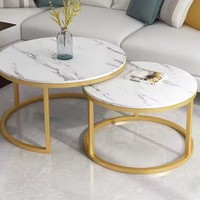 Meubles de salon imbriqués ronds en métal de style nordique ensemble de table basse en marbre ou en verre