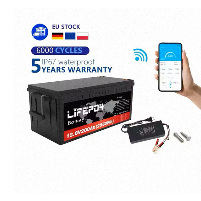 Wholesale LiFePo4 Battery 12V 50AH 100Ah 200Ah 400Ah 460Ah Bluetooth IP65 Waterproof Heating Balance Solar Battery