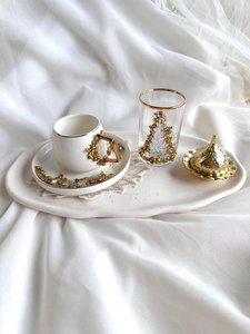Service <span class=keywords><strong>à</strong></span> thé en <span class=keywords><strong>verre</strong></span> orné de cristaux dorés, écologique, compatible lave-vaisselle, accents artisanaux, style <span class=keywords><strong>marocain</strong></span> luxueux pour la maison - Product Image 6