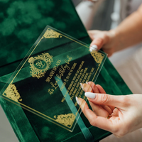 Enveloppes d'invitation de mariage de luxe en velours vert foncé, imprimées en typographie, avec monogramme personnalisé en feuille d'or, sceau de cire, style européen