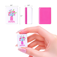 Jeu de Mahjong Américain Rose à Motifs Floraux Entièrement Imprimés, Ensemble Complet de 160 Tuiles en Mélamine avec Sac, Supports et Poussoirs, Cadeau de Fête