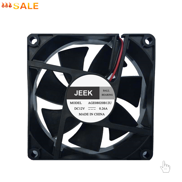 JEEK 8020 80mm 12V 0.26A 4300rpm High Speed Slim DC Fan for Network Switch and LED Display Panel Cooling