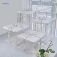 Boîte à gâteau de luxe en PVC transparente violette, emballage rectangulaire en papier, boîtes personnalisées pour gâteaux avec couvercle