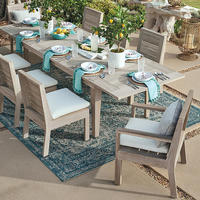 Outdoor Garden Dining Furniture 6 Teak Stühle mit verwitterter Farbe Elegantes Design für Outdoor-Tische