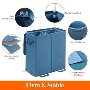 136L Double Laundry Hamper With Lid <b>Large</b> Clothes Hampers with Removable Bag Laundry Hamper 2 Section <b>for</b> Bathroom - Product Image 2