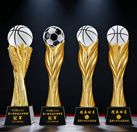 Prix professionnel de champion de trophée de football de base polie noire personnalisée avec artisanat en cristal de conception rayée gravée au laser