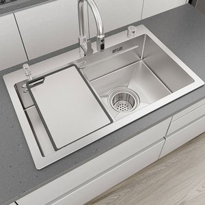 Évier de cuisine en acier inoxydable à cuve unique, grand évier à montage sous plan, bac à laver la vaisselle et les légumes - Product Image 1
