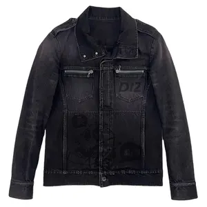 DIZNEU Top Produkte Herren reguläre Ärmel schwarze Denim-Jacke Streetwear Kleidung Freizeit Jeans-Jacke 2023