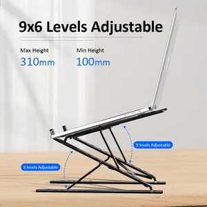 6 + 9 Niveaus In Hoogte Verstelbaar X Vorm Opvouwbare Aluminium Bureauondersteuning Macbook Standhouder Voor Laptop 15.6Inch