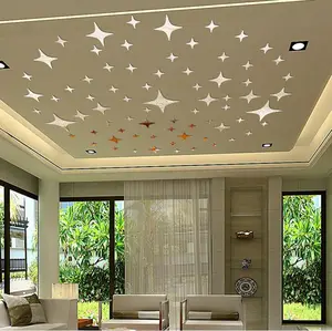 Espejo acrílico para pared, pegatina de cristal de estrellas para el techo, decoración del hogar