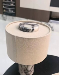 Lampe de bureau LED sans fil rechargeable, minimaliste et luxueuse, avec abat-jour en lin et pierre naturelle, pour la maison, l'hôtel, le bureau et la table de chevet - Product Image 3