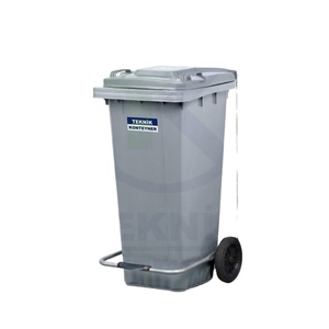 Recipiente de basura de pie de plástico Gris de 120L ecológico del fabricante turco con pedal - Product Image 1