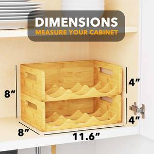 Organizador de Copas y Botellas de Vino para el Hogar, Estante de Bambú para Almacenamiento en la Cocina o Bar, Organizador Compacto para Botellas de Agua y Copas de Vino - Product Image 6