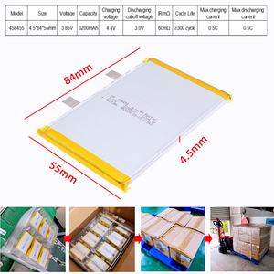 458455 3,85V 4,4V 3200mAh Lithium Semi-solid State Cel Oplaadbare Batterij OEM Aanpasbare Vormen Hoge Capaciteit Hoge Ontladingsstroom - Product Image 3