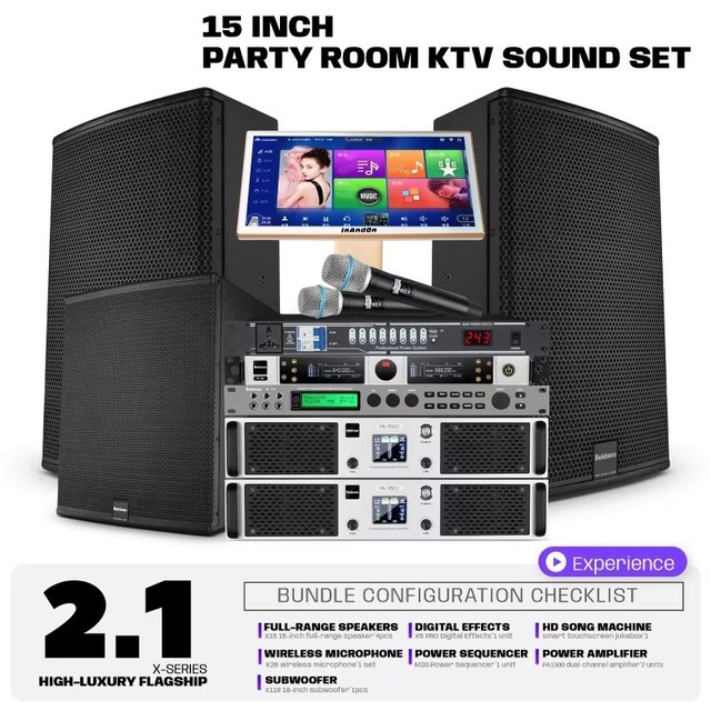 KYYSLB 15 Inch 12 Inch Professional Amplifier Stage Bar KTV Audio Conference Performance Full-range Sound Speaker Full Set