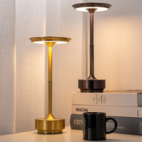Lampe de Table Sans Fil Moderne Dimmable Rechargeable en Métal Électroplaqué à LED pour Bureau ou Chevet