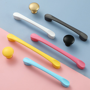 Modern Aluminum Alloy Drawer Handle Bar Single Hole Easy Installation For Cabinet Door Furniture <b>Knob</b> Blue Yellow Pink <b>Black</b> - Product Image 2