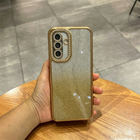 Coque de téléphone en TPU souple avec autocollants brillants dégradés en diamant plaqué pour Samsung Galaxy A17 A27 A37 A57 A16 A26 A36 A56 pour filles