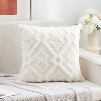 Coussin de soutien lombaire moderne et simple en peluche tissée, avec fermeture éclair, personnalisable, pour bureau et canapé, motif brodé carré sur toile