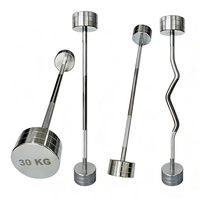 Barre de musculation droite chromée personnalisée avec logo, 10KG-50KG, électroplaquée, pour la musculation en salle de sport