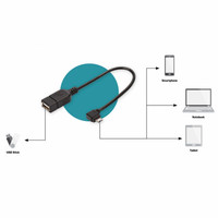 Kustom USB 2.0 Female ke sudut kanan mikro Male kabel USB kabel mikro