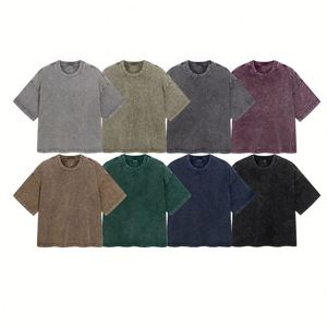 Men Blank Vintage Knitted T-shirt 275gsm Heavyweight 100% Cotton Acid Washed Oversized T-shirt - Product Image 1