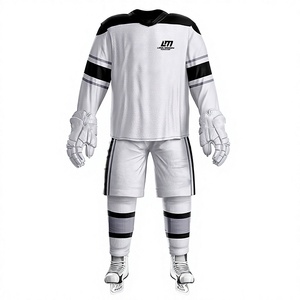 Uniforme de Hockey sobre Hielo Personalizado LMI LM para Hombre, Blanco y Negro, Sublimado, Transpirable, 100% Poliéster, Servicio OEM para Adultos, Ropa Deportiva - Product Image 1