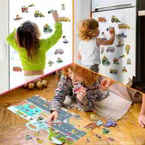 Libro de Pegatinas de Gel Reutilizables de Tráfico Urbano, Juguete de PVC para Desarrollar el Cerebro, Ideal para Viajar, Regalo Perfecto de Buena Calidad - Product Image 1