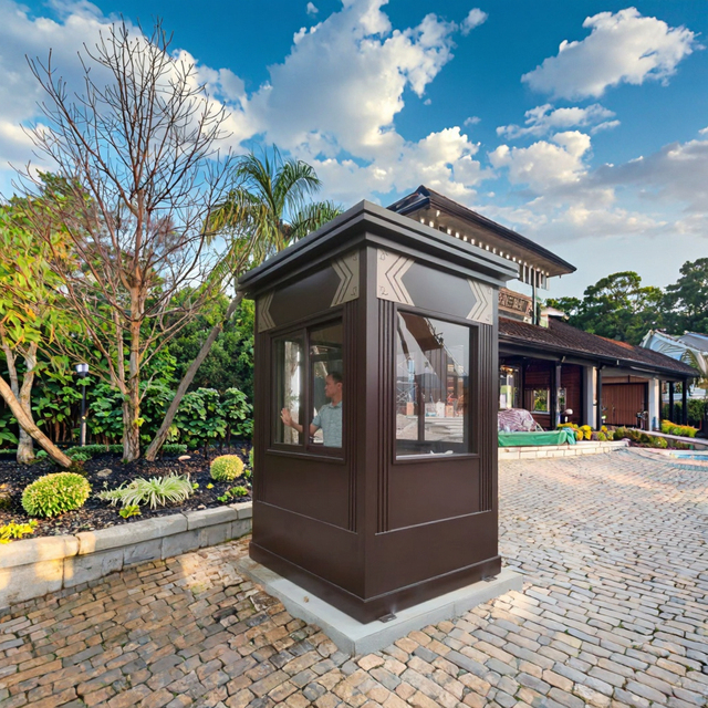 Weatherproof Four-Man Guard Luxury Container Kiosk Booth Detachable Outdoor Structure Made Sandwich Panel Steel Tempered Glass