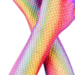 Mangas de Disfraz de Discoteca de los 80 para Fiestas, Guantes Sexys sin Dedos de Malla Colorida con Arcoíris para Chicas y Mujeres - Product Image 5