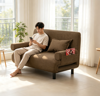 Canapé-lit pliable en coton et lin, dossier réglable, housse amovible et lavable, pour salon, plusieurs tailles disponibles