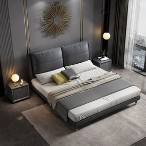 Letto Matrimoniale di Lusso dal Design Moderno, Struttura in Legno con Rivestimento in Morbida Pelle, Disponibile in Misure Singola, Queen e King - Product Image 4