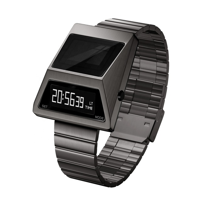 2025 New Arrival Space Tech Future Style Retro Exclusive Cyber Truck Design Stainless Steel Solar Power Digital Tesla Watch
